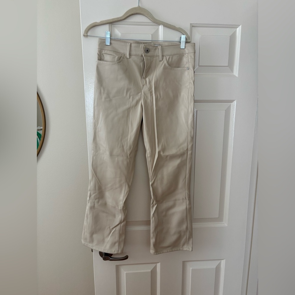 Zara Beige Leather Trousers